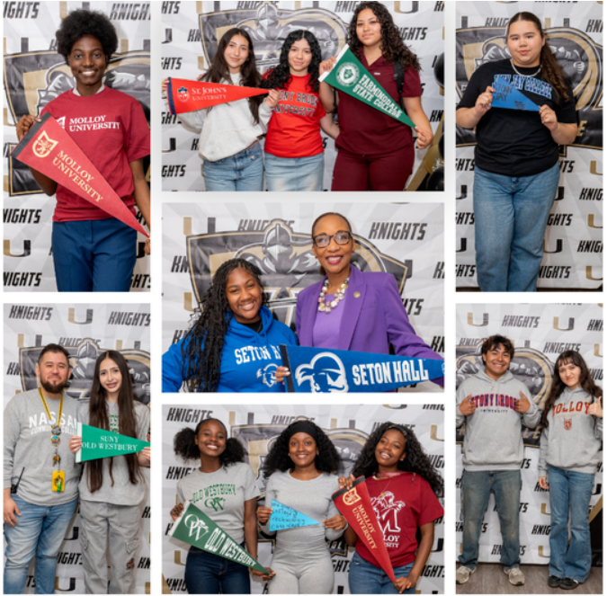 Students displaying their college/trade schools