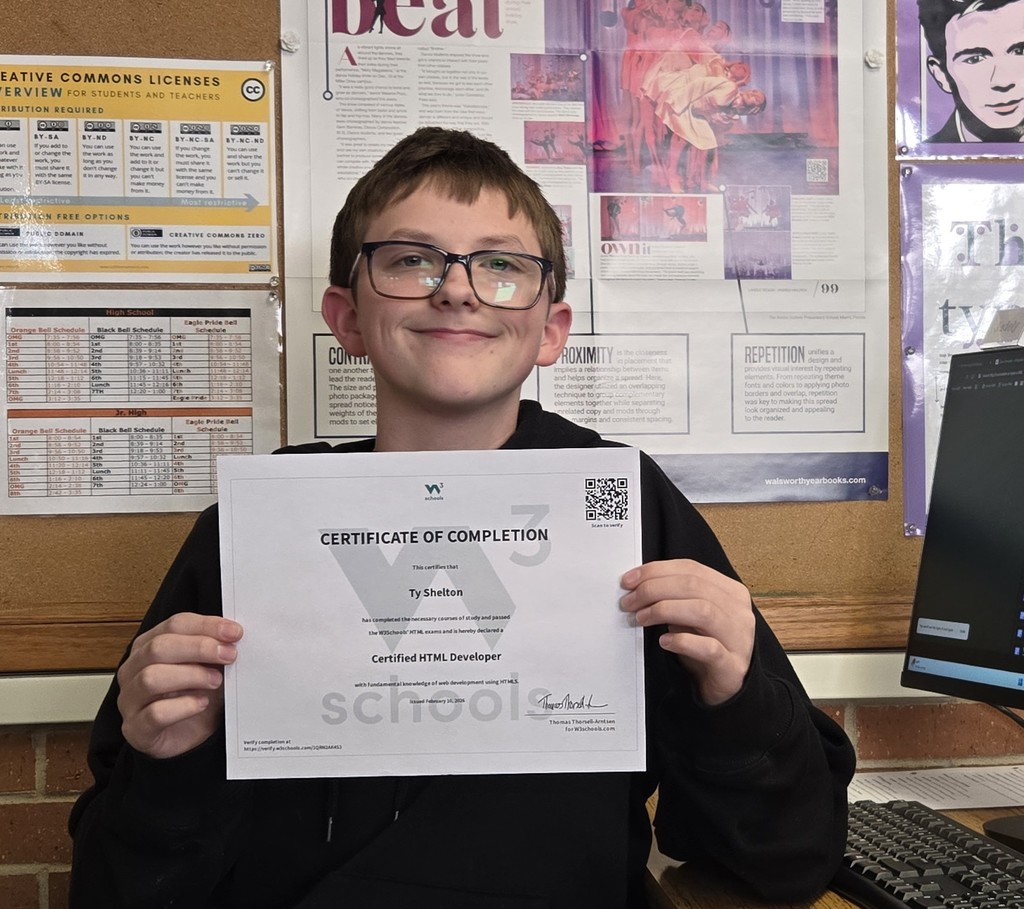 Ty Shelton with his HTML certification