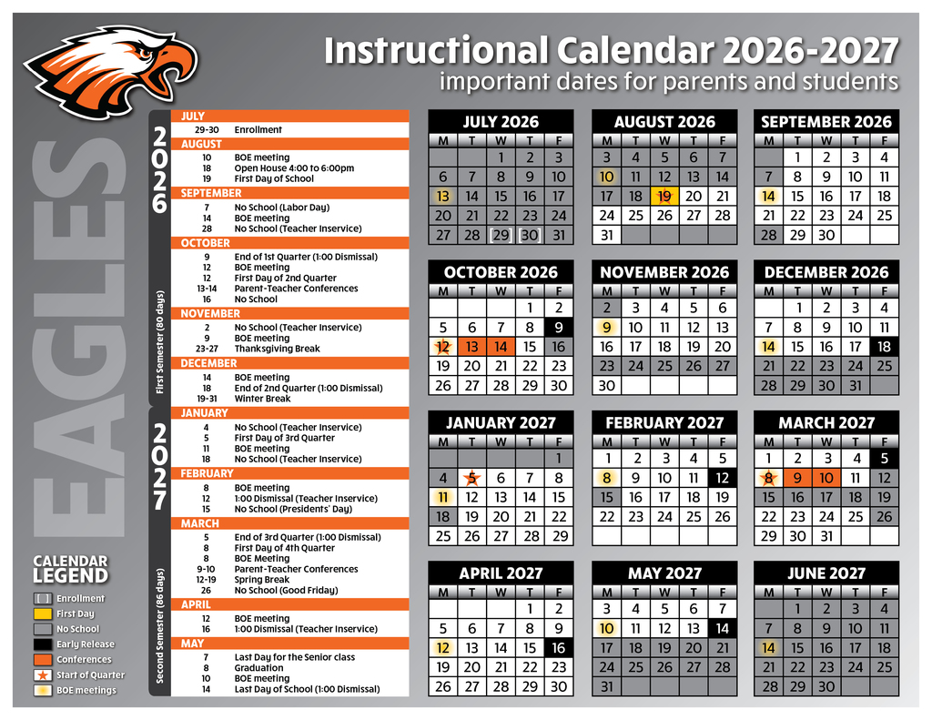 USD235 District Calendar for 2026-27