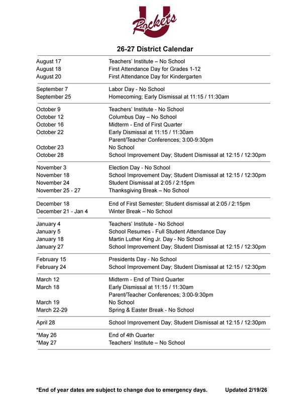 26-27 District Calendar