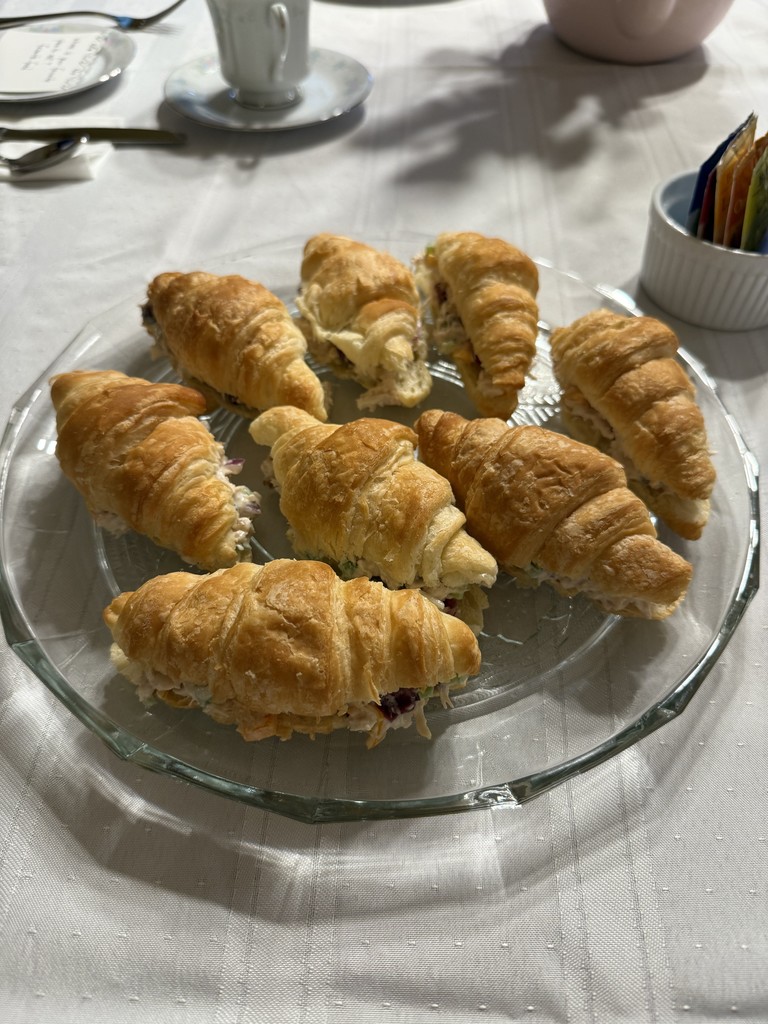 plate of chicken salad croissants