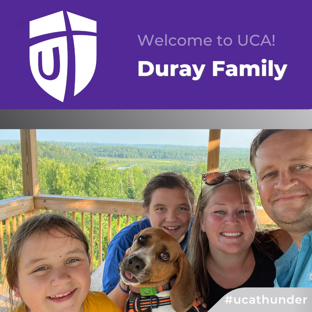 graphic with a family picture of new students coming to UCA in the fall