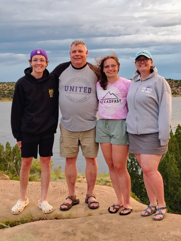 UCA family wearing school swag while on vacation in New Mexico