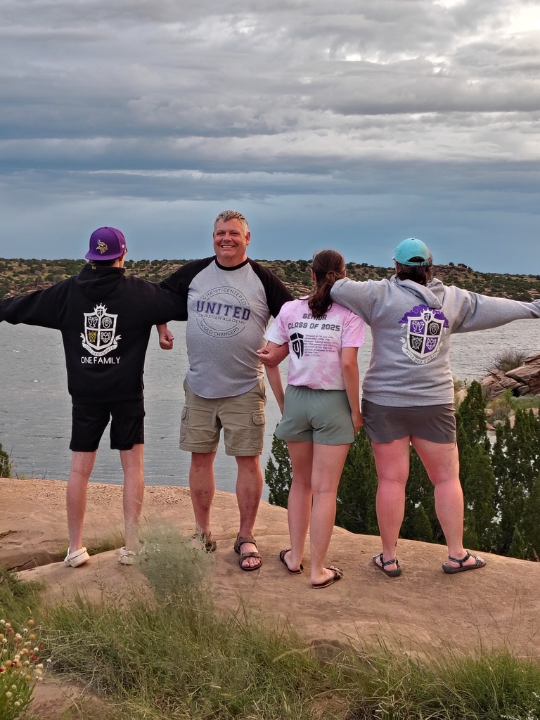 UCA family wearing school swag while on vacation in New Mexico