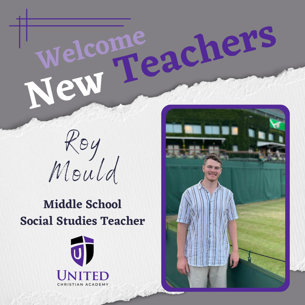 picture of a man at Wimbledon with text and graphic welcoming him as a new teacher