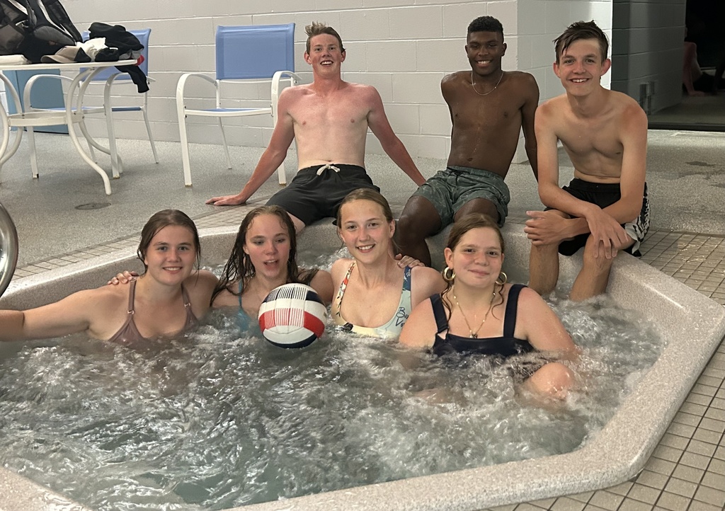 students in a hottub