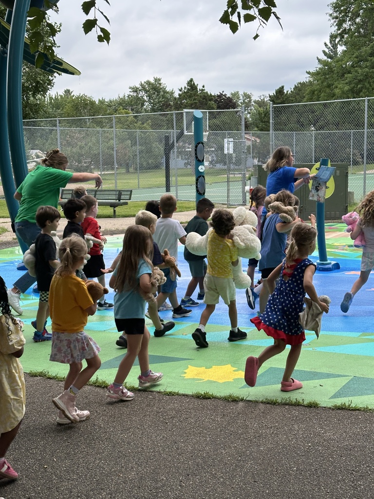 students and a teacher going on a 'bear hunt' while they read the book of the same title