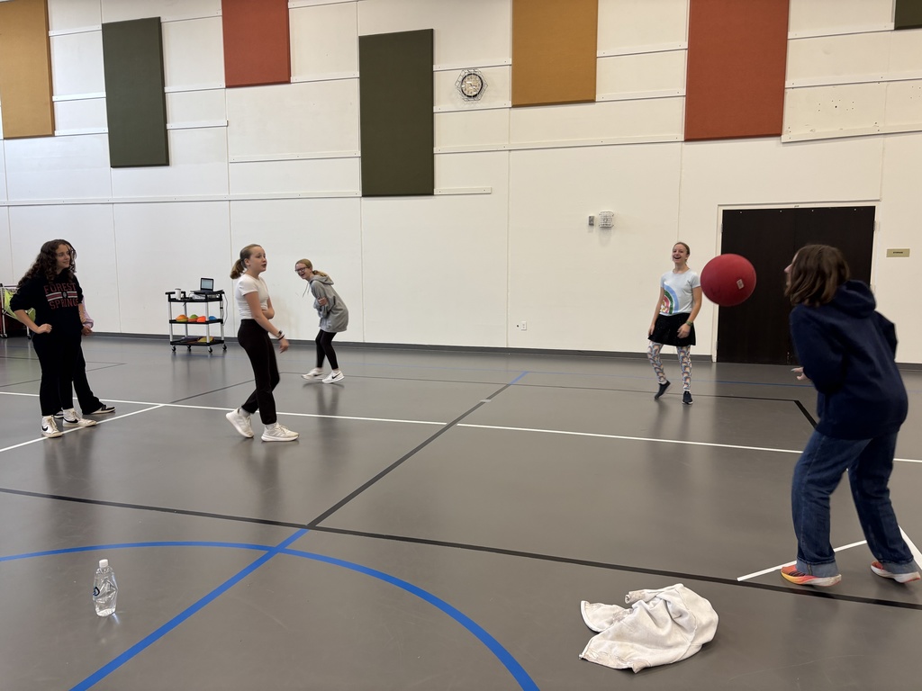 8th grade girls playing Four Square