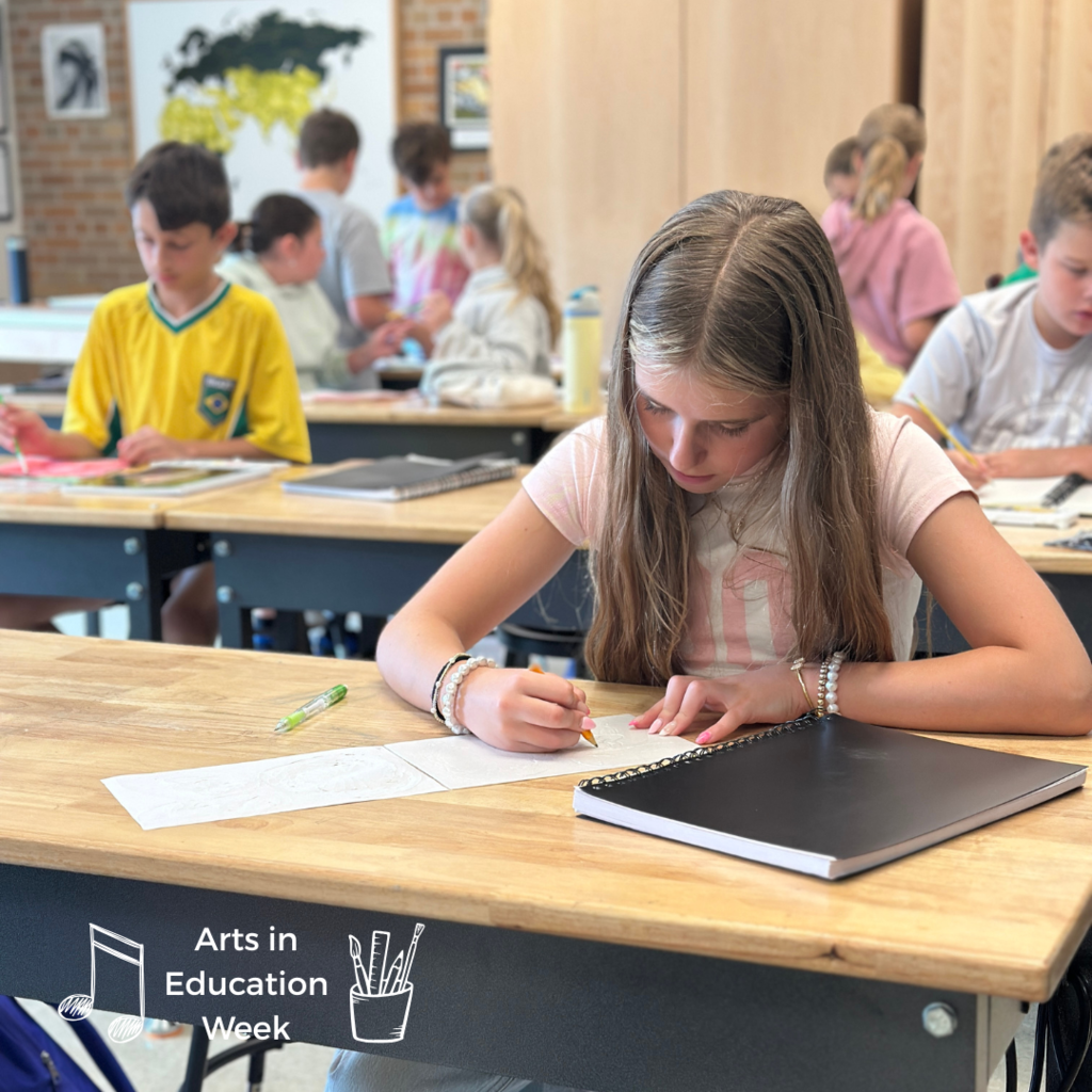 students working on art project
