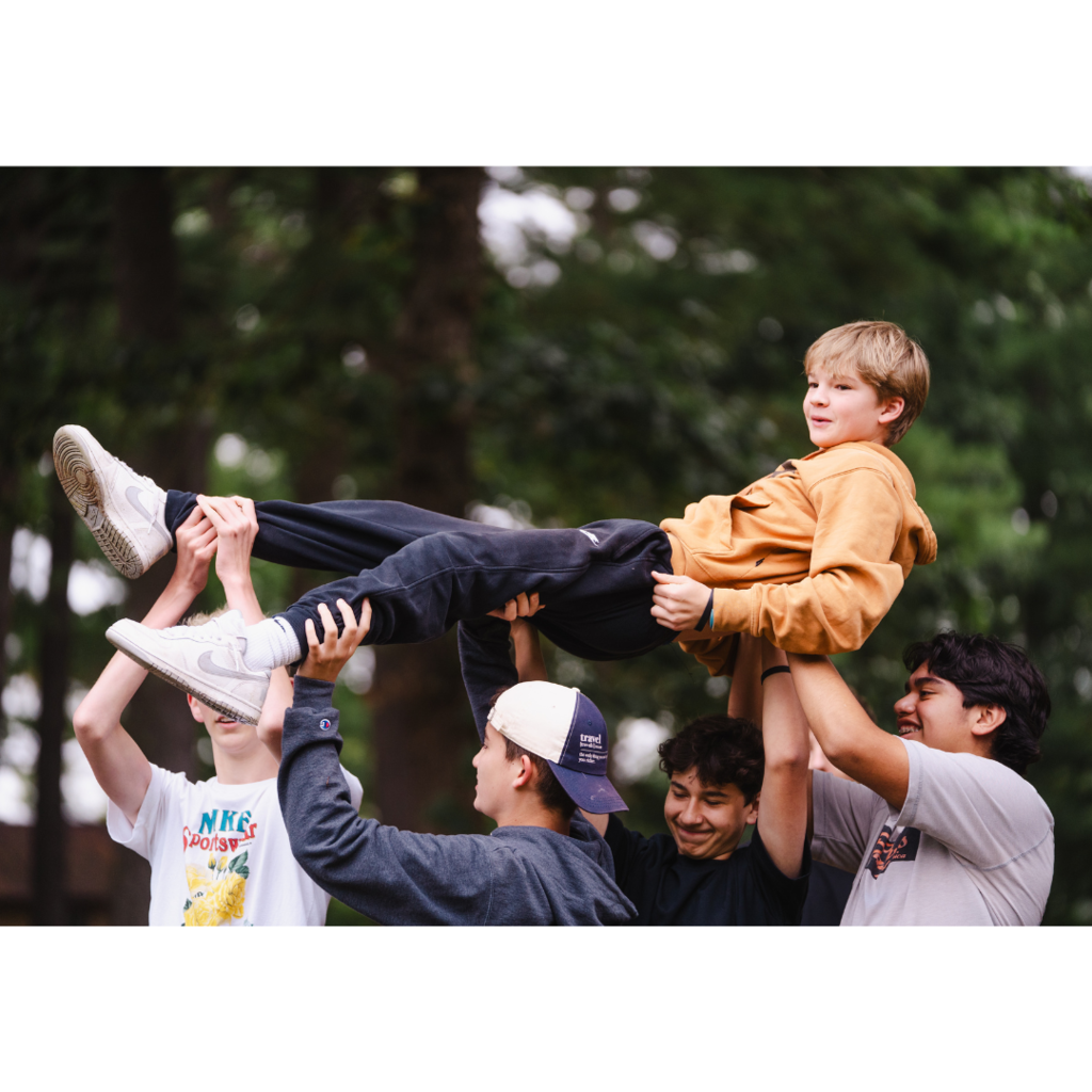high school students doing a team-building activity