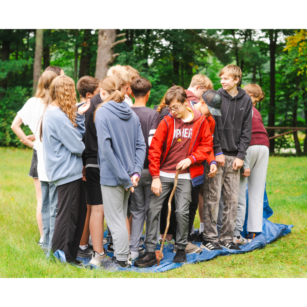 high school students doing a team-building activity