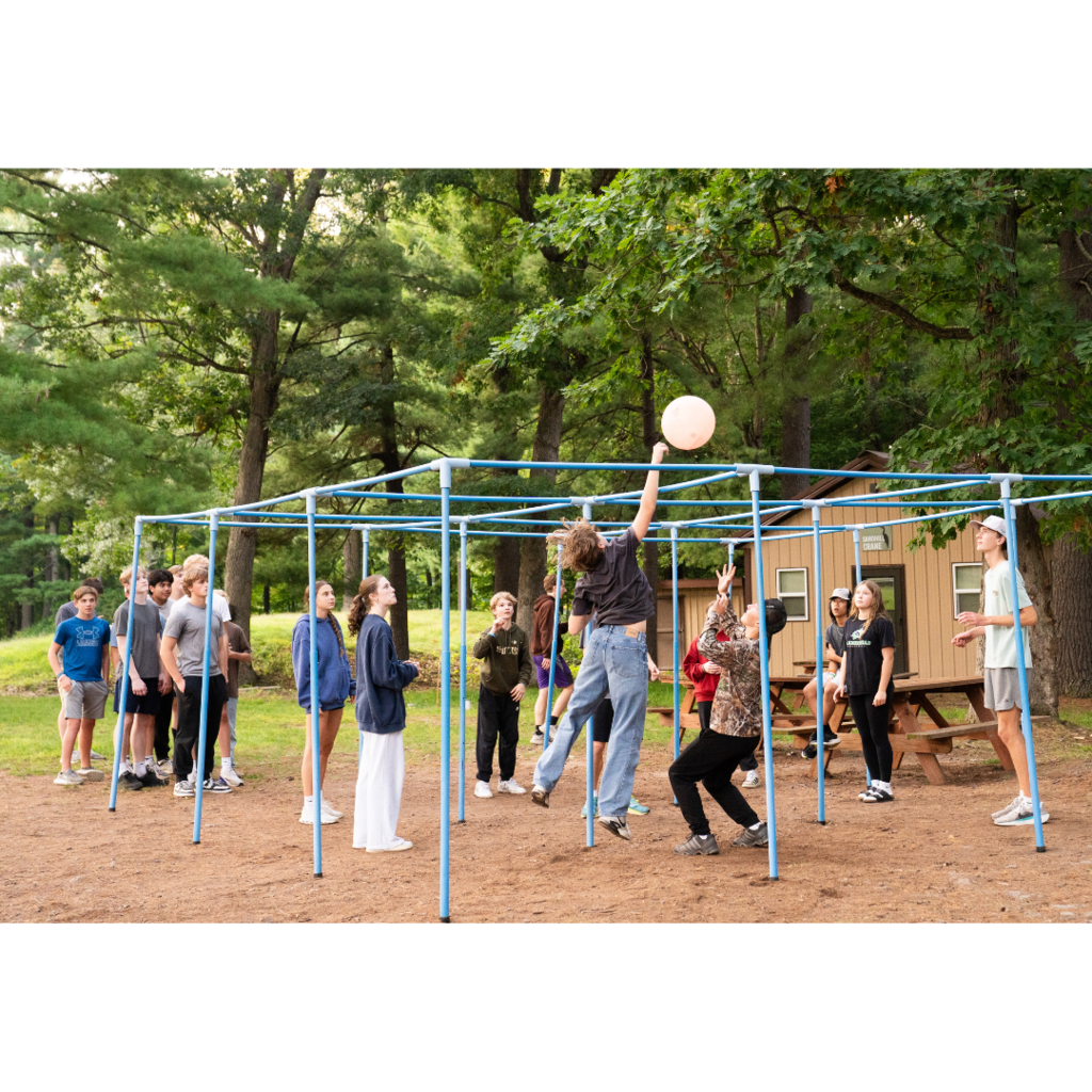 high school students playing 9-square