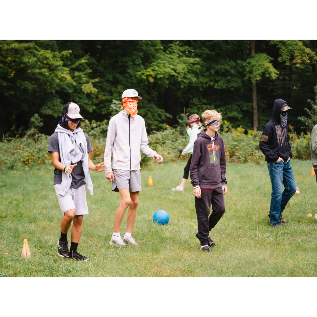 high school students doing a team-building activity