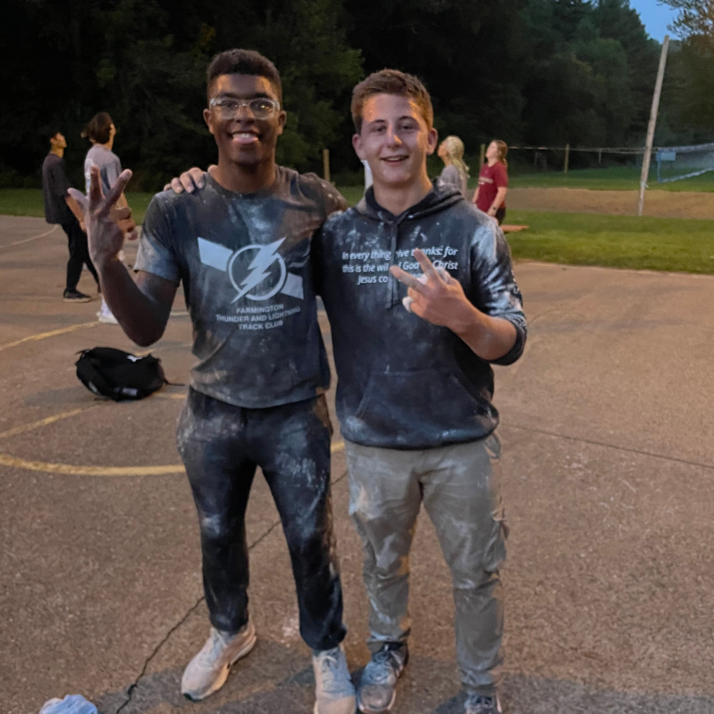 two high school boys after paintball