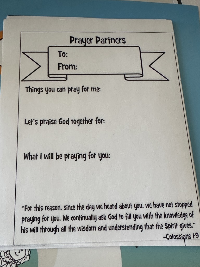template that students fill in with their prayer requests