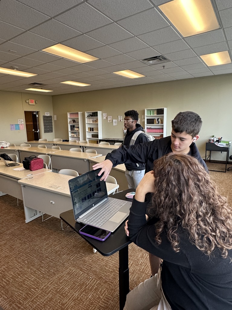 student talking to his teacher as they look at her laptop