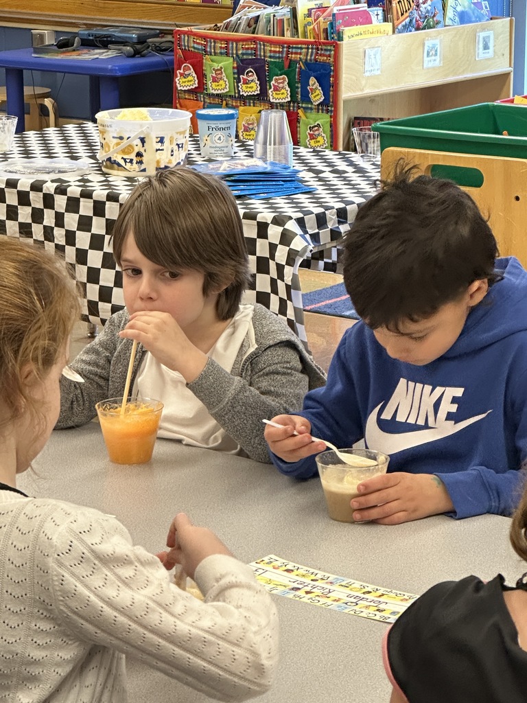 students eating root beer floats