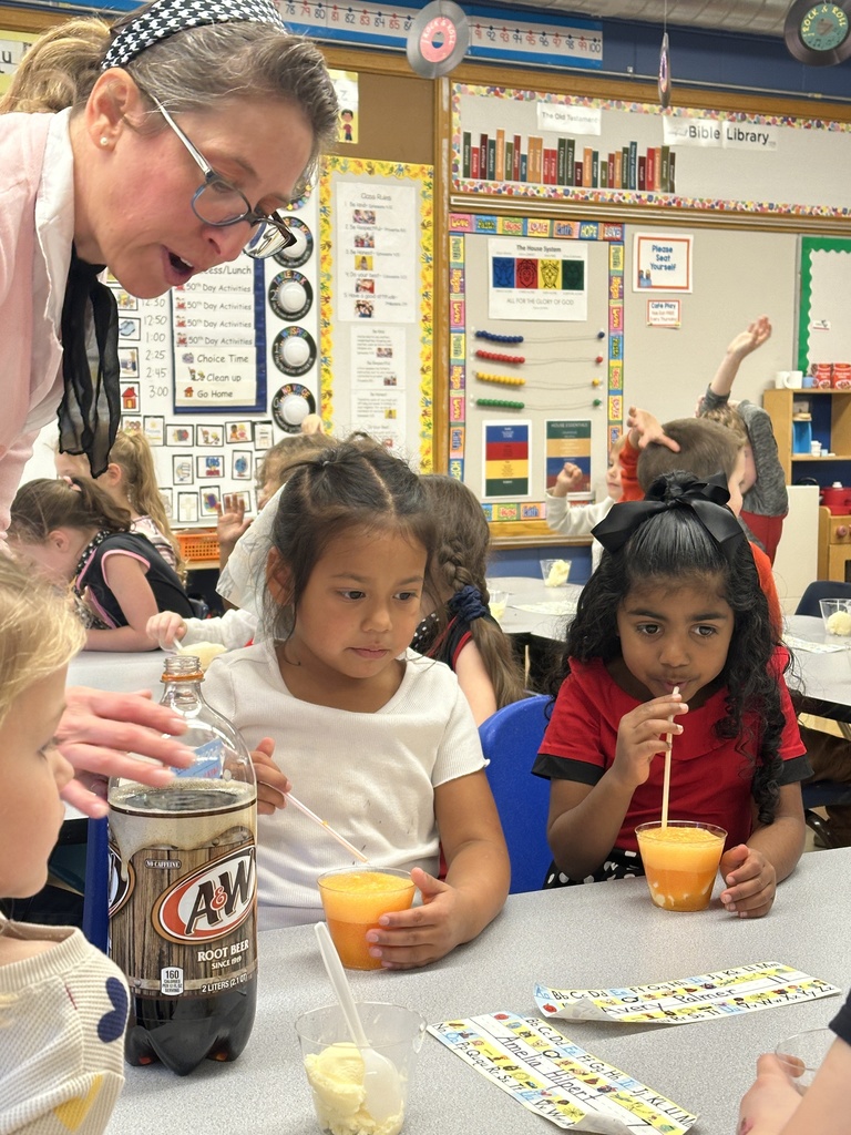 students eating root beer floats