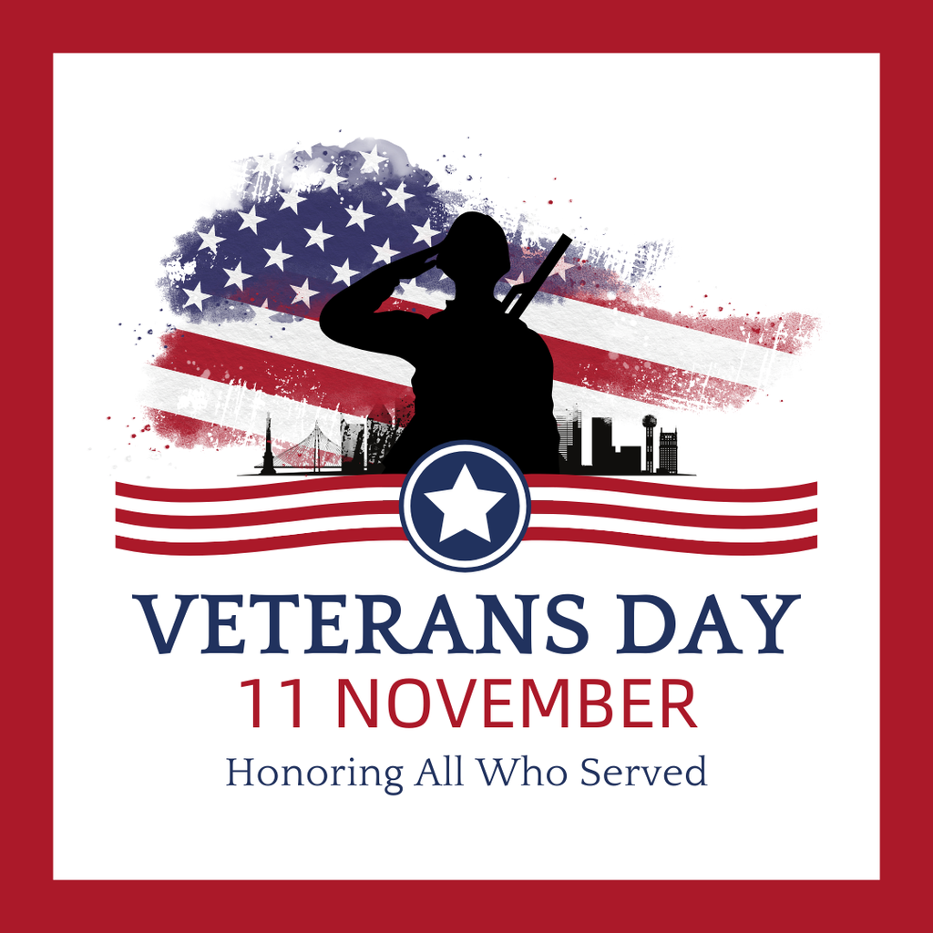 graphic to honor veterans day with an image of a soldier saluting
