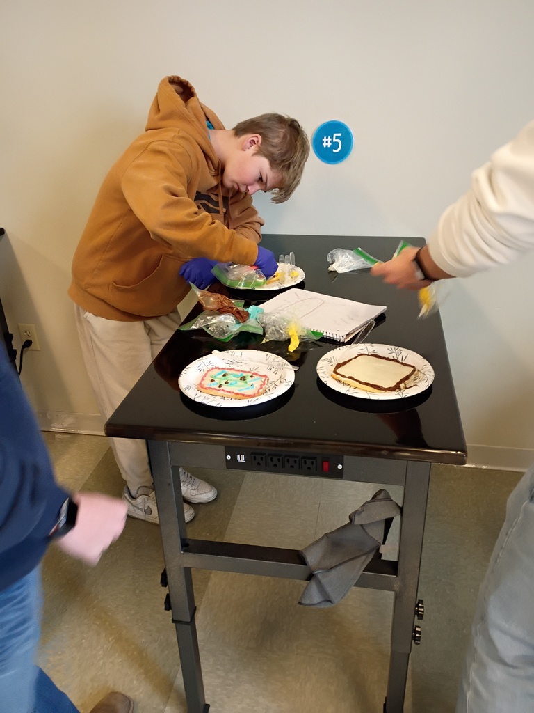 student using frosting to decorate a cookie to look like a cell 
