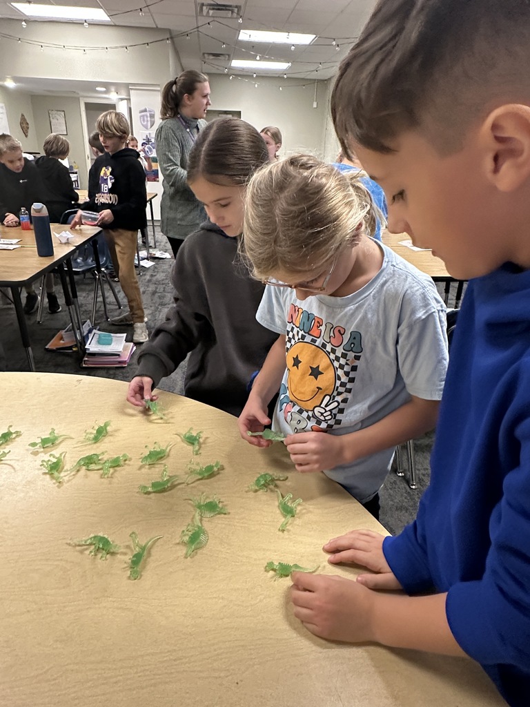 students choosing a dinosaur for a fossil project