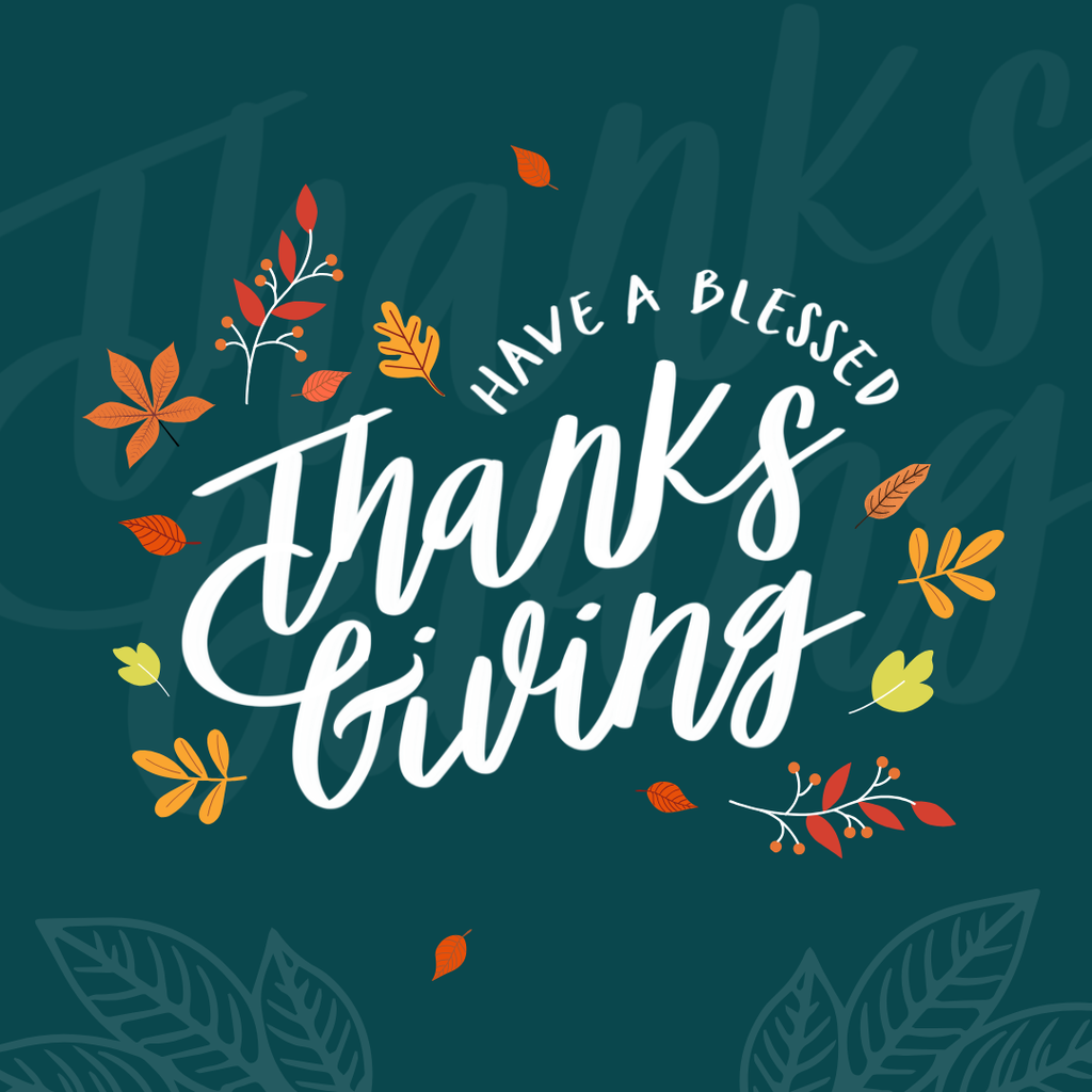 graphic with leaves and a thanksgiving blessing