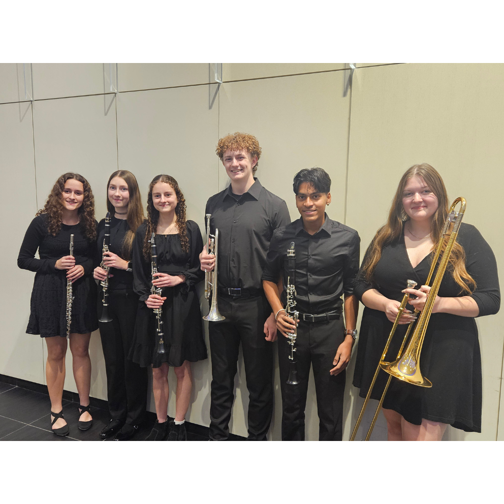 group picture of 6 high school students who attended an honor band