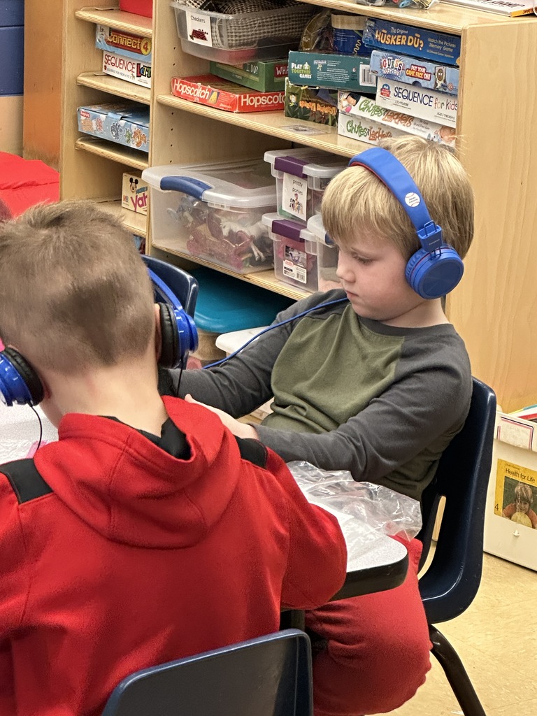 kindergarten students working on their iPads