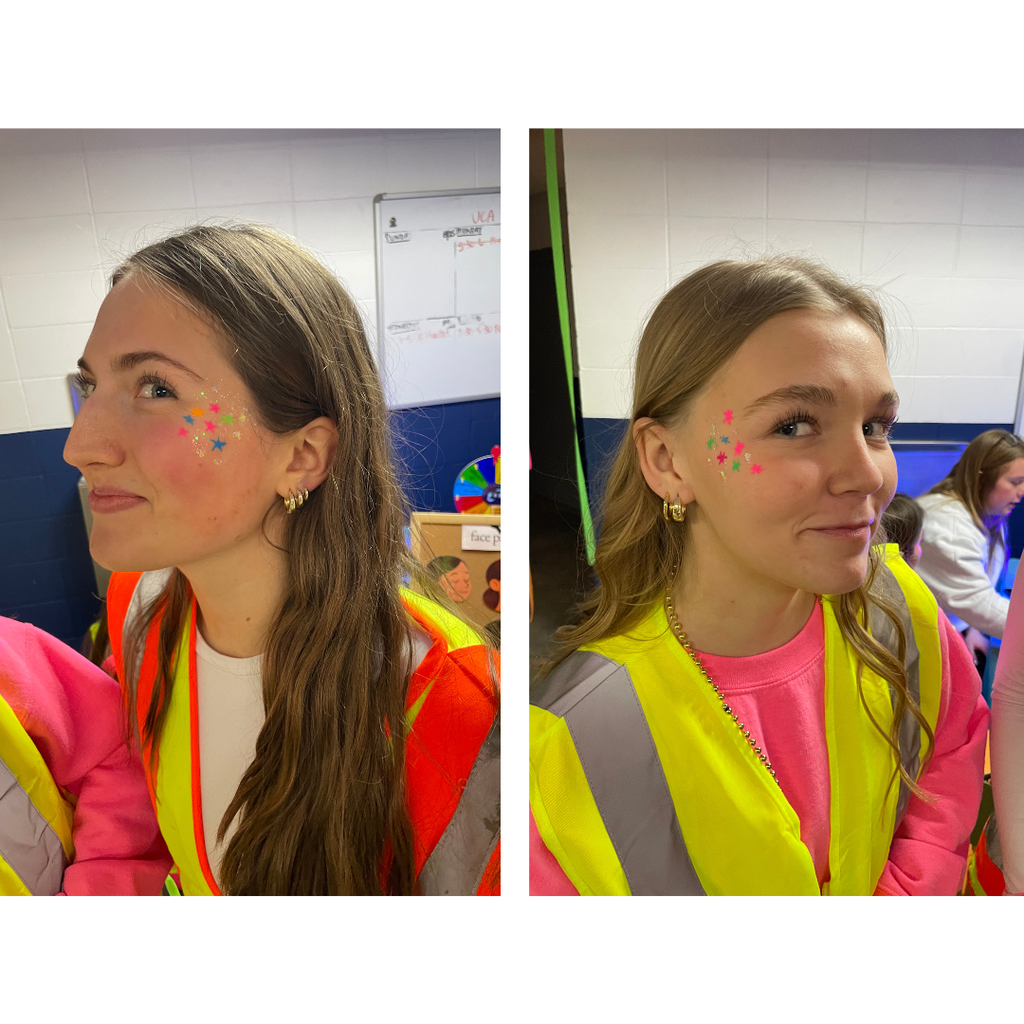 high school girls with their faces painted