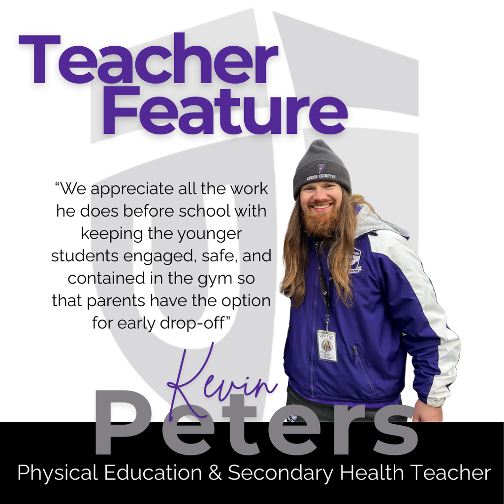 teacher feature graphic with a picture of a UCA teacher and coach