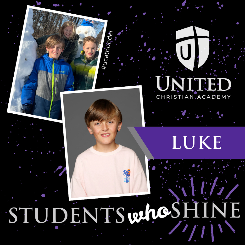 two pictures of a 4th grade student along with the school logo