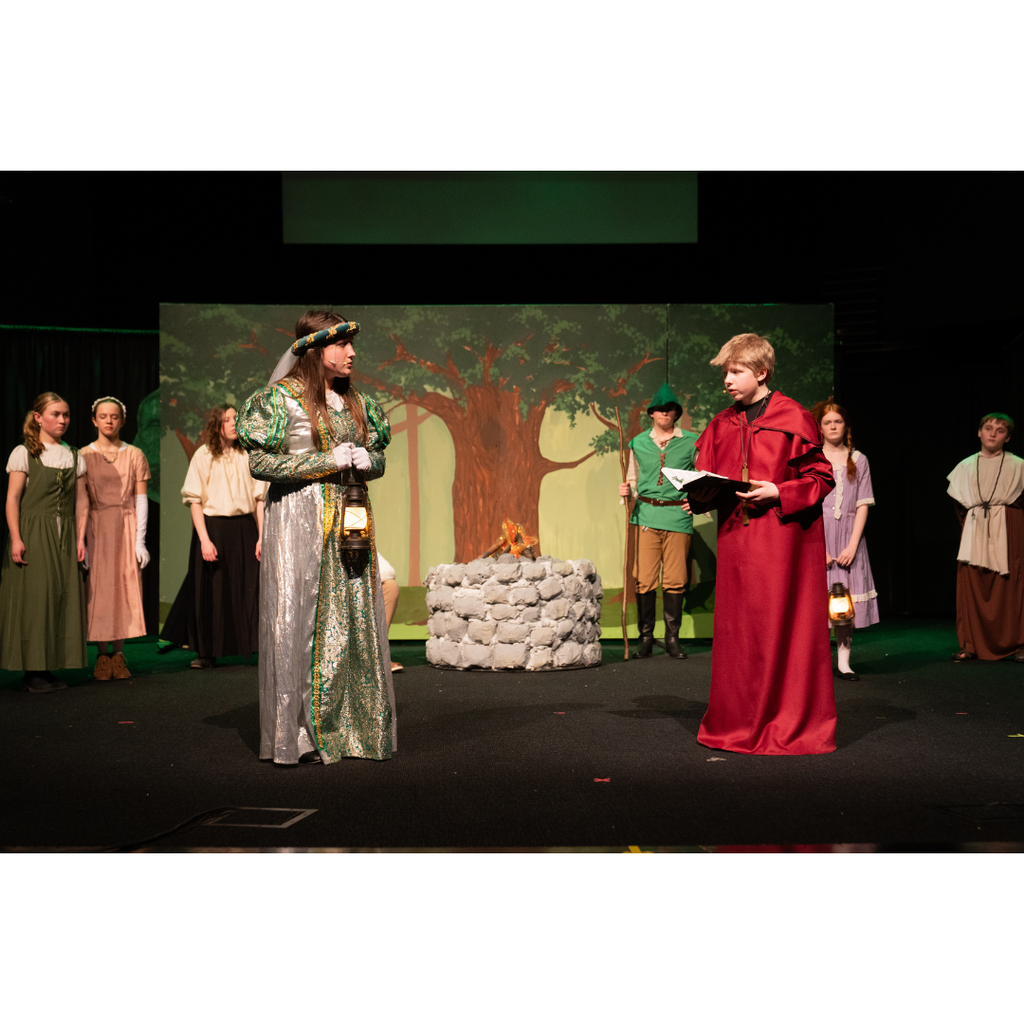 students acting in a Robin Hood play