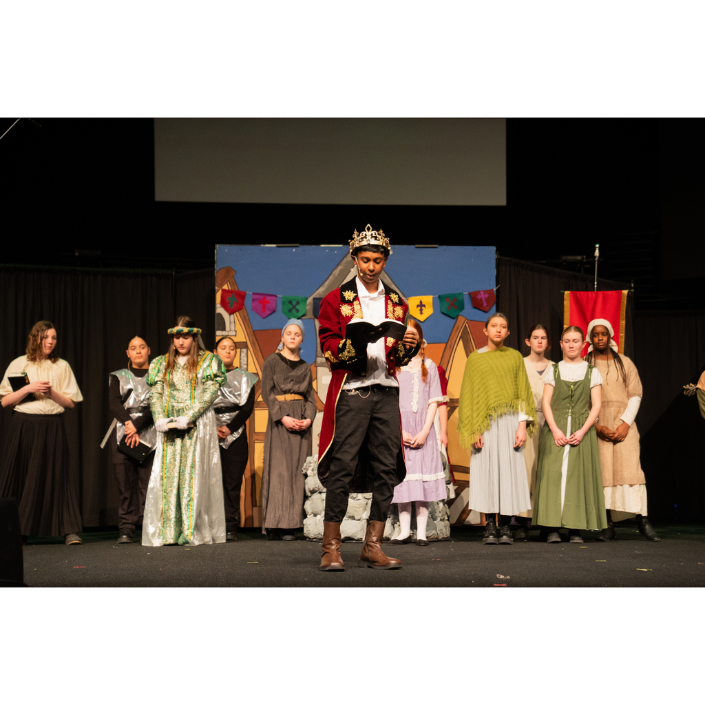 students acting in a Robin Hood play