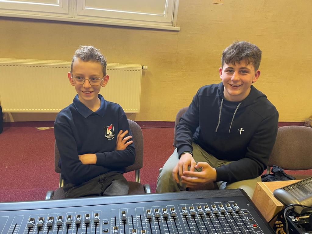 UCA senior with a middle school student from Lithuania