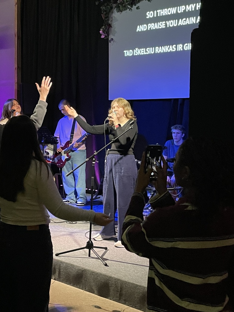 students leading chapel