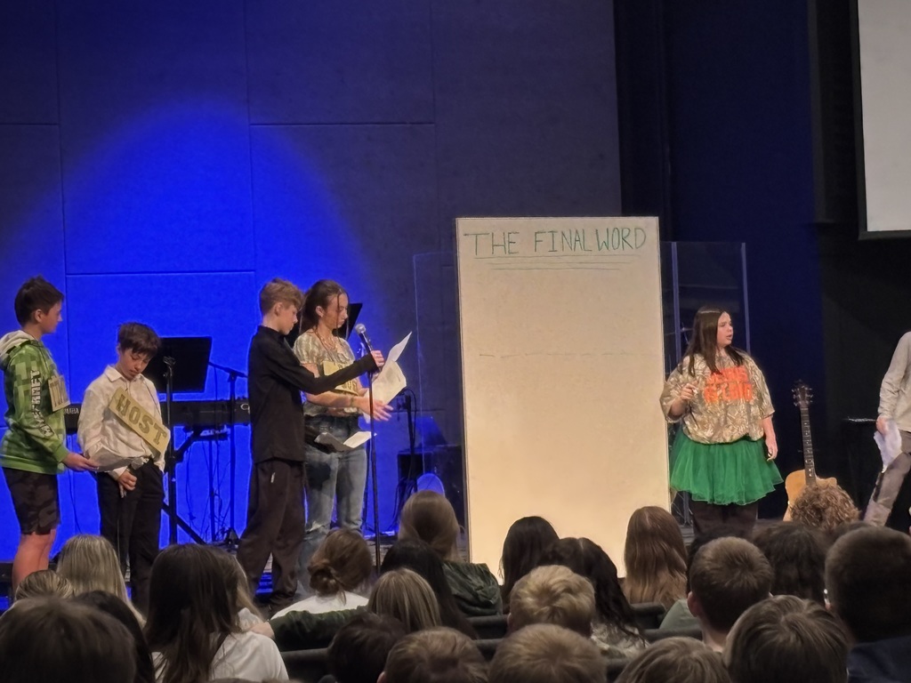students performing a skit in a chapel service