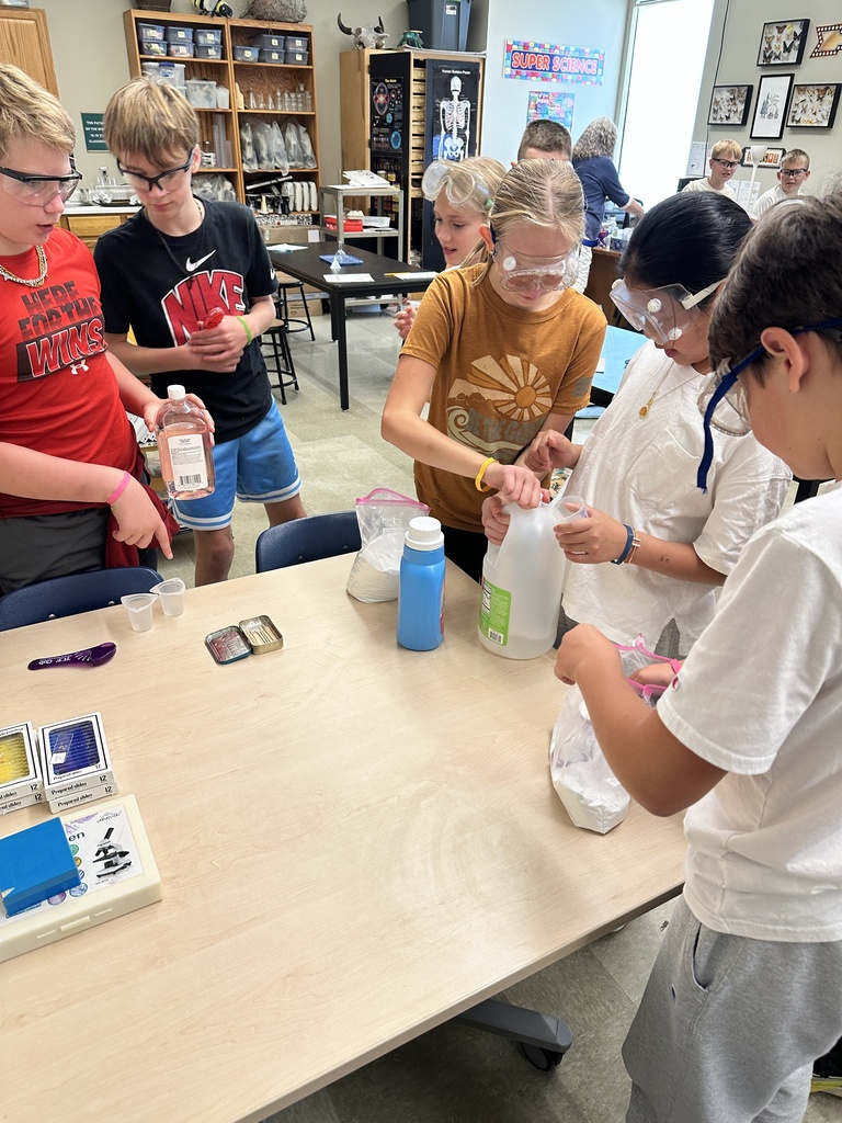 students gathering supplies for their science experiment