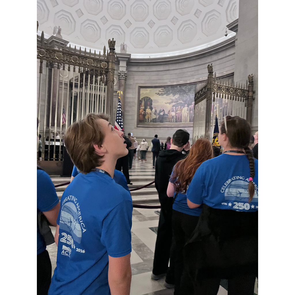 students on a tour inside the National Archives
