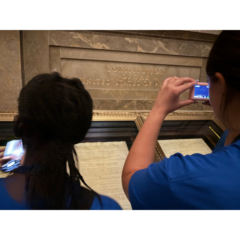 students on a tour inside the National Archives