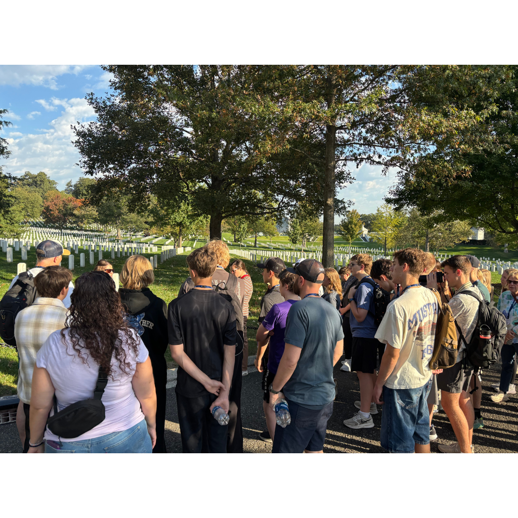 group of students at Arlington Cemetary