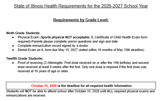 Health Requirments