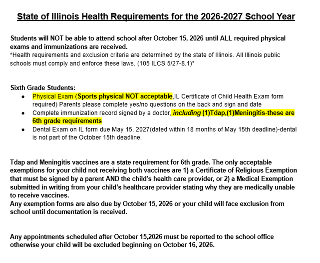 Health Requirements