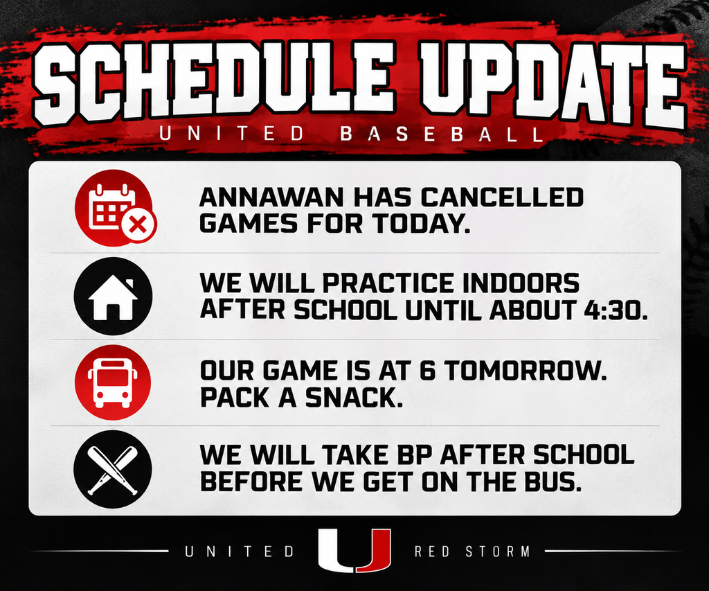 Baseball game today is cancelled.