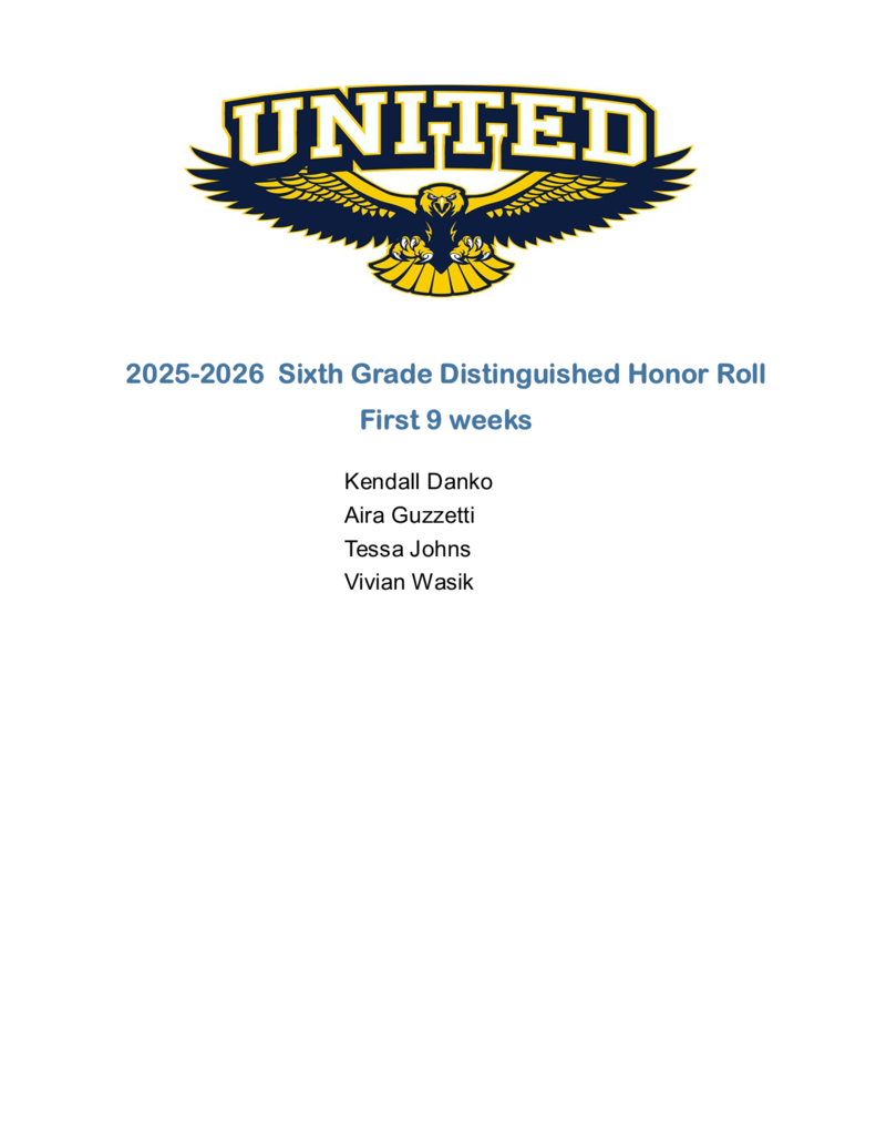 6th Grade Dist. Honor Roll