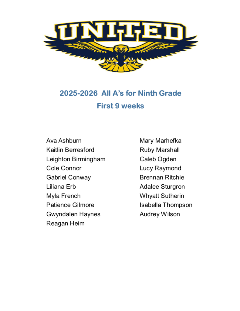 9th Grade All A's