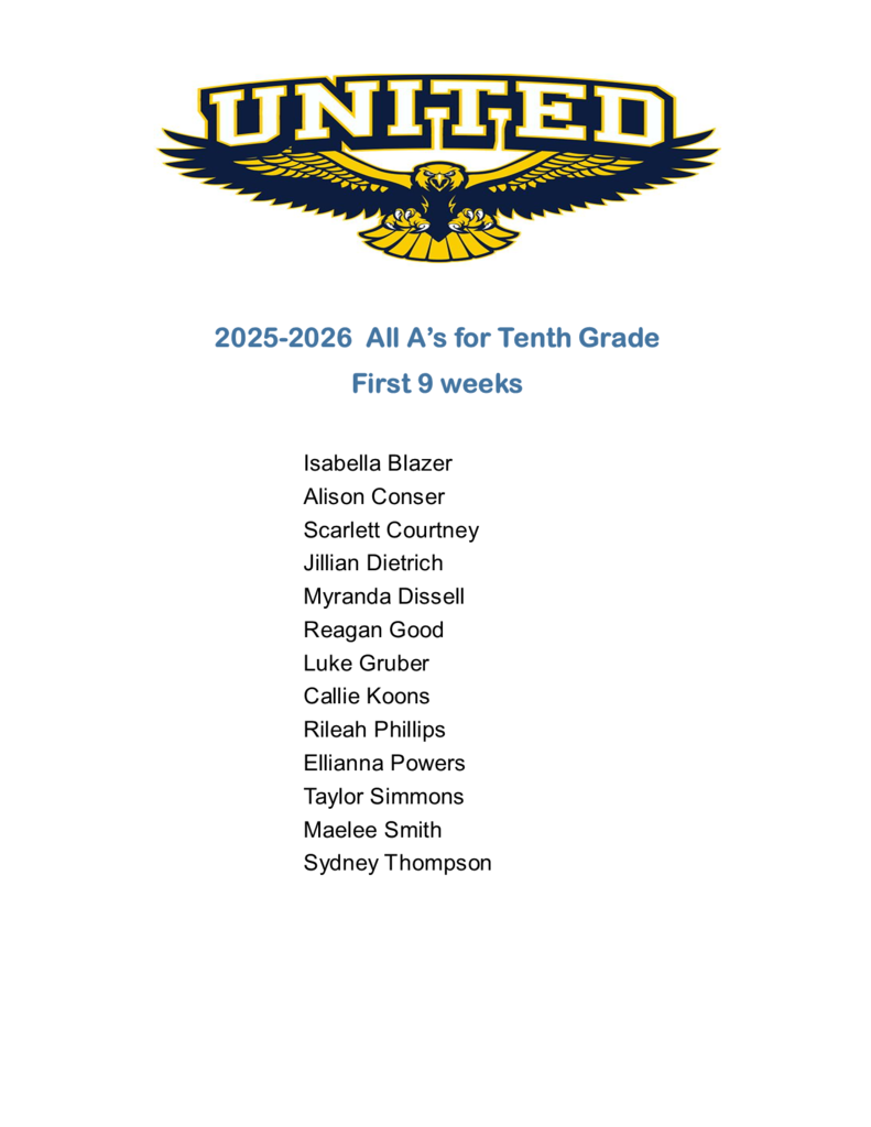 10th Grade All A's