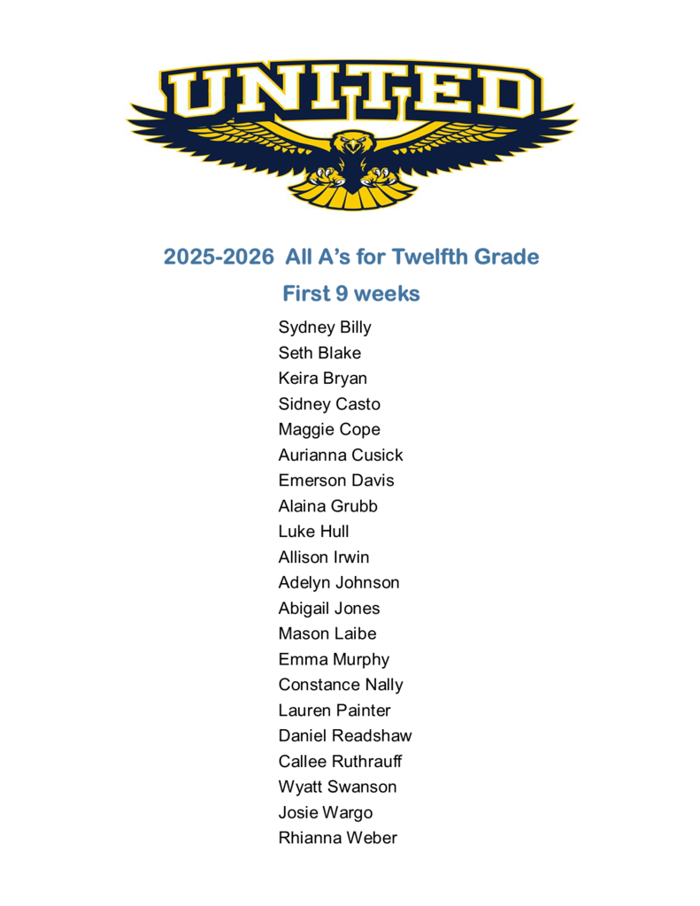 2025-2026 12th Grade All A's