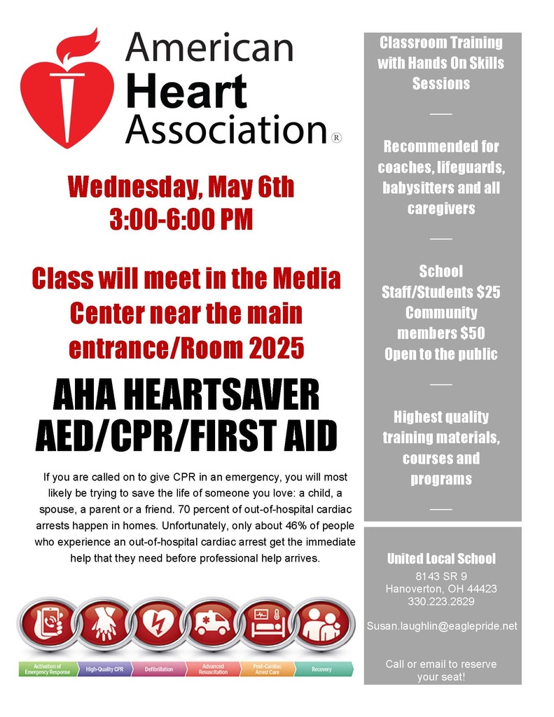 AHA Heartsaver AED/CPR/First Aid Training Flyer