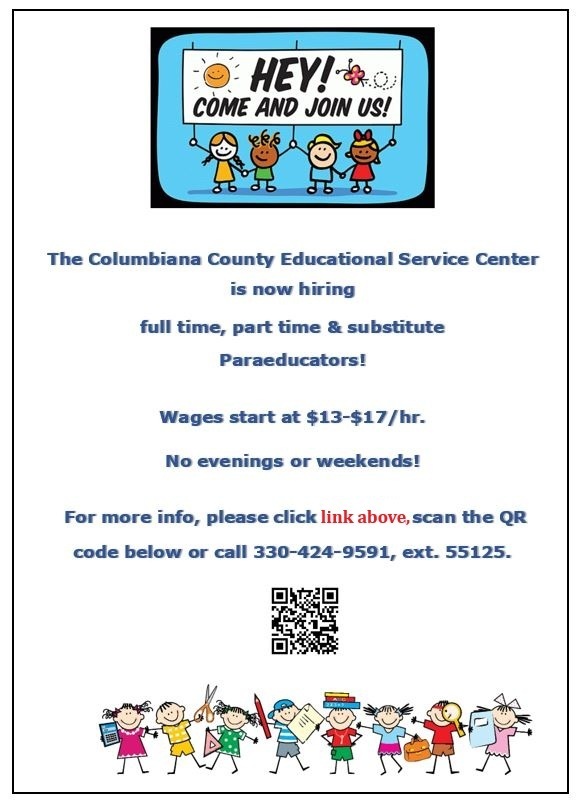 CCESC is now hiring Paraeducators.