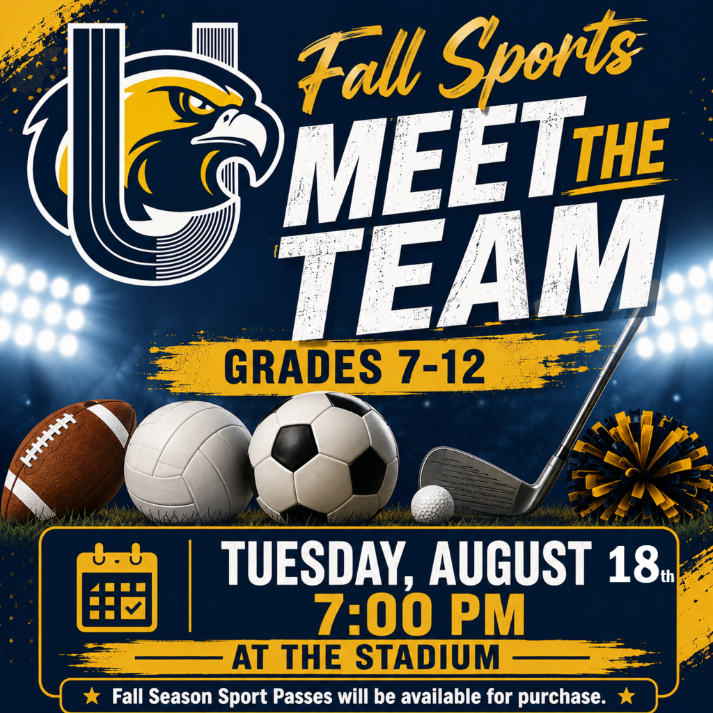 Meet the Team Fall Sports Grades 7-12 on Tuesday, August 18th at 7pm.